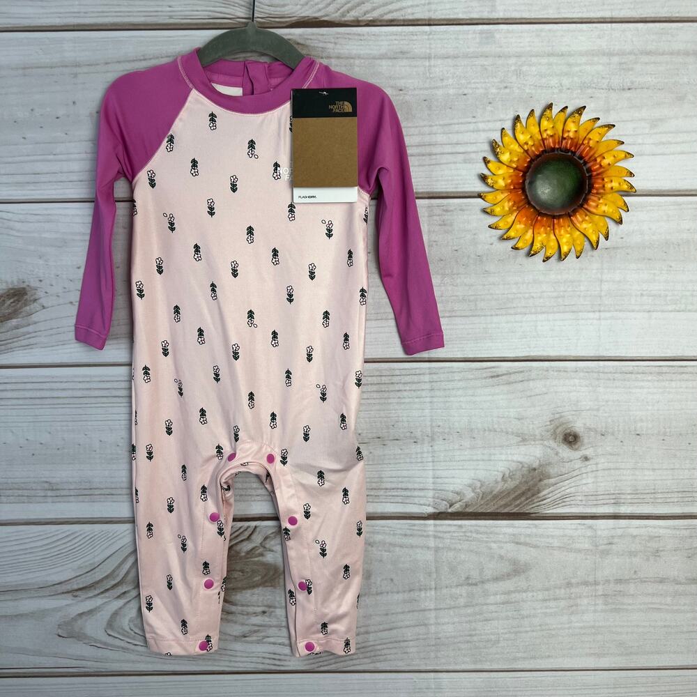 The North Face Baby Girl Long‎ Sleeve Rash Guard Sunsuit UPF 40 6-12 Months